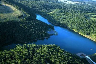 Aerial View of Roland City Lake